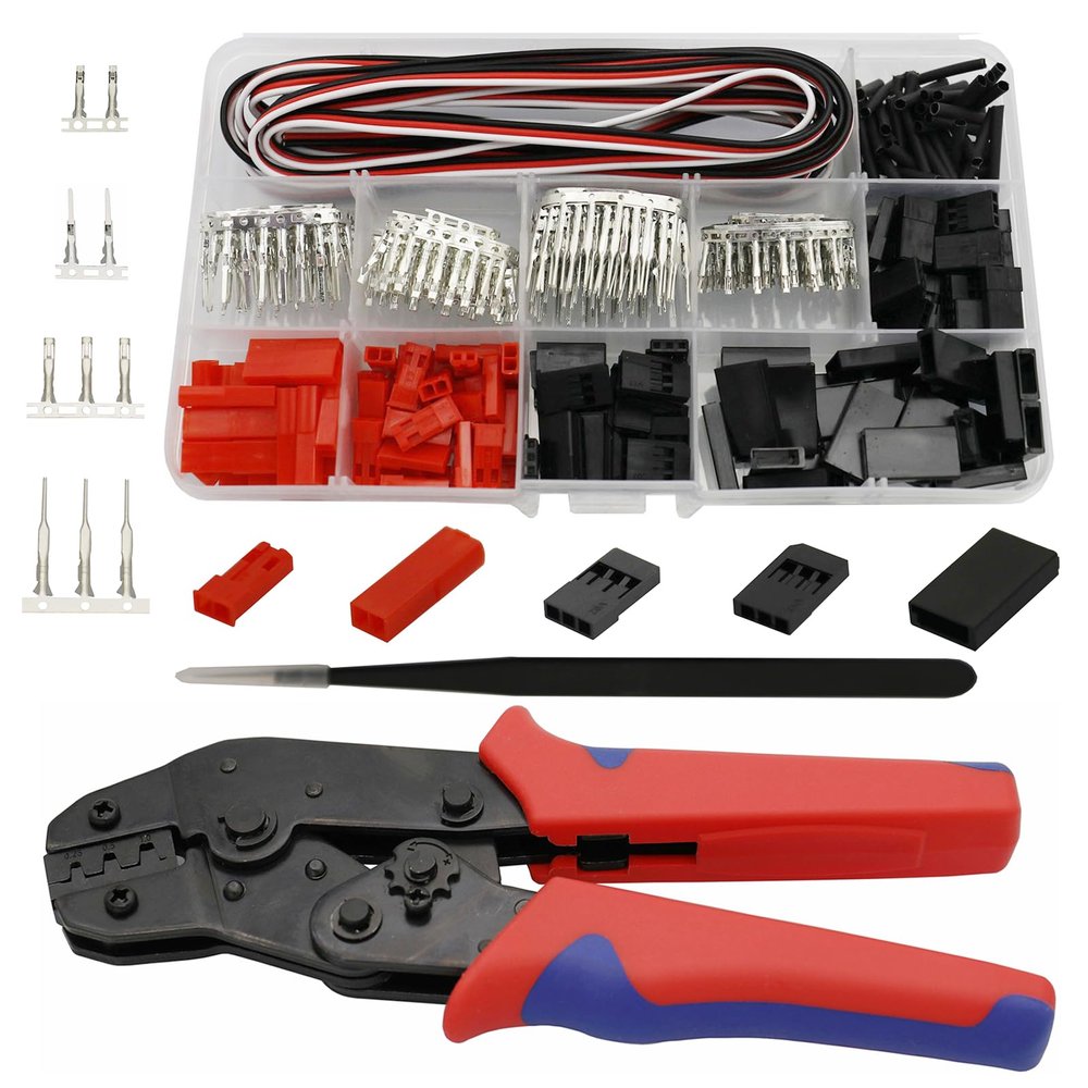 Didamx 50 Sets JST Servo Connectors Male Female Crimp Pin and Cable Kit with Crimping Tool Compatible for Hitec, Futaba, Spektrum Model Airplanes and RC Cars