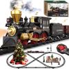 Train Set for Kids Remote Control Train Toys w/Steam Locomotive, Fuel Tank Car & Luxury Tracks, Electric Trains w/Realistic Smoke,Sounds & Lights, Christmas Birthday Gift for Boys Girls 3 4 5 6 7+ view 1
