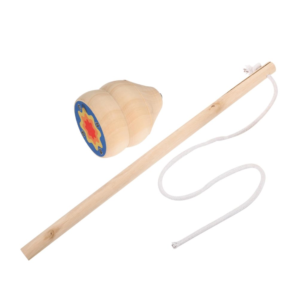 ibasenice Wooden Gyro Toy Traditional Chinese Spinning Tops with Whip for Boy Girl Adults Creative Design for Parties Holidays Stress Relief Safe and Reusable