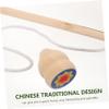 ibasenice Wooden Gyro Toy Traditional Chinese Spinning Tops with Whip for Boy Girl Adults Creative Design for Parties Holidays Stress Relief Safe and Reusable view 2