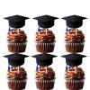 18pcs Blue Glitter Cap Dessert Cupcake Topper Congrats Grad 2025 Theme Decorations 2025 Preschool High School College Graduation Party Decor Supplies view 1