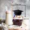 18pcs Blue Glitter Cap Dessert Cupcake Topper Congrats Grad 2025 Theme Decorations 2025 Preschool High School College Graduation Party Decor Supplies view 2
