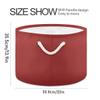 UMIRIKO Red Brown Toy Storage Bin for Kids Dog Toy Storage Basket Round Canvas Organizer Basket Toy Hamper Laundry Hamper view 2