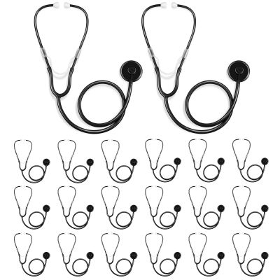 RoundFunny 20 Pcs Kids Stethoscope Toy Real Working Plastic Stethoscope for Kids Role Play Girls Boys Doctor Nurse Accessories Costume School Career Day Cosplay(Black)