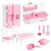 10 Pieces Mini Kitchen Set Dollhouse Kitchen Miniature Kitchen Set Doll Mini Kitchen for Kids Doll House Furniture and Accessories Set Mini Dollhouse Furniture 1 12 Scale (Pink) view 1