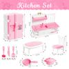 10 Pieces Mini Kitchen Set Dollhouse Kitchen Miniature Kitchen Set Doll Mini Kitchen for Kids Doll House Furniture and Accessories Set Mini Dollhouse Furniture 1 12 Scale (Pink) view 2