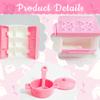 10 Pieces Mini Kitchen Set Dollhouse Kitchen Miniature Kitchen Set Doll Mini Kitchen for Kids Doll House Furniture and Accessories Set Mini Dollhouse Furniture 1 12 Scale (Pink) view 3