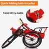 Folding Kids Cruiser Trike,Toddler Pedal Tricycle for Age 3-10,Tandem Tricycle with Foldable Rear seat,Adjustable Cargo Trike with Rear Cabin,Spoke Pneumatic Wheel (Red16inch) view 3