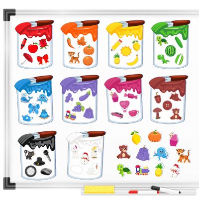 EAMAY Magnetic Color Sorting Set for Kids, Fridge Magnets for Toddlers 1-3, Preschool Circle Time Learning Center Activities, Matching Games Use on The Whiteboard