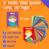 51 PCS Spanish Baby Cognitive Flashcards, Double Sided Printed 7 in 1 Colorful Cards Alphabet, Numbers, Foods, Animals, Shapes, Colors with 2 Reclosable Rings, Learning Tool for Toddlers view 2