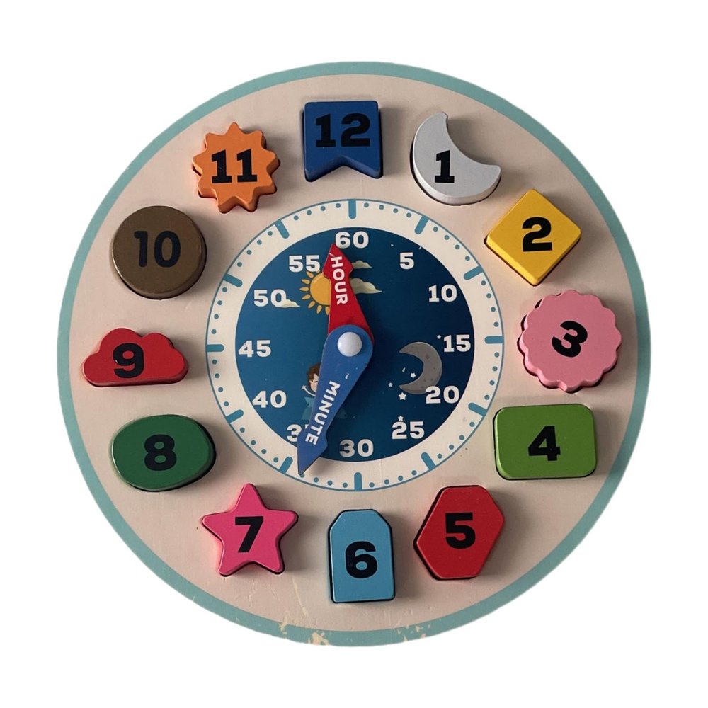 Shape Sorter Clock Puzzle Toys Geometry Learn Clock Teaching Clocks for Toddlers