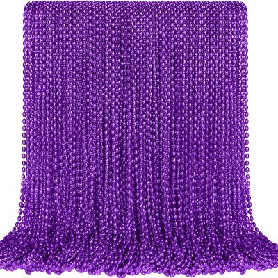SHAOQINLIN 100 PCS Purple Mardi Gras Beads, Purple Oval Beads Necklaces 30.5" Metallic Beaded Costume Necklaces Party Necklaces for Halloween Mardi Gras Parade Throws Wedding Birthday Party Favors