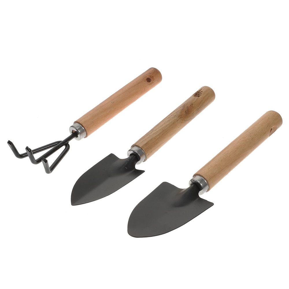 BESTonZON 3-Piece Camping Shovel Set Garden Tools Mini Shovel Trowel Rake Random Style