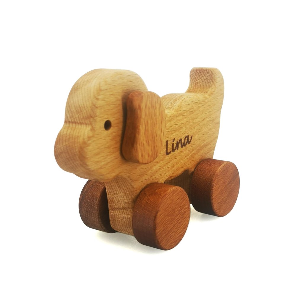 Wooden Toy Puppy Car - Personalised Toys Baby Push Car - Baby Boy Wooden Dog Toys - Wood Toy Dog On Wheels For Infant Boys - Pull Puppy Toy For Toddler - Push Car For Baby - Handmade Infant Toys Dog