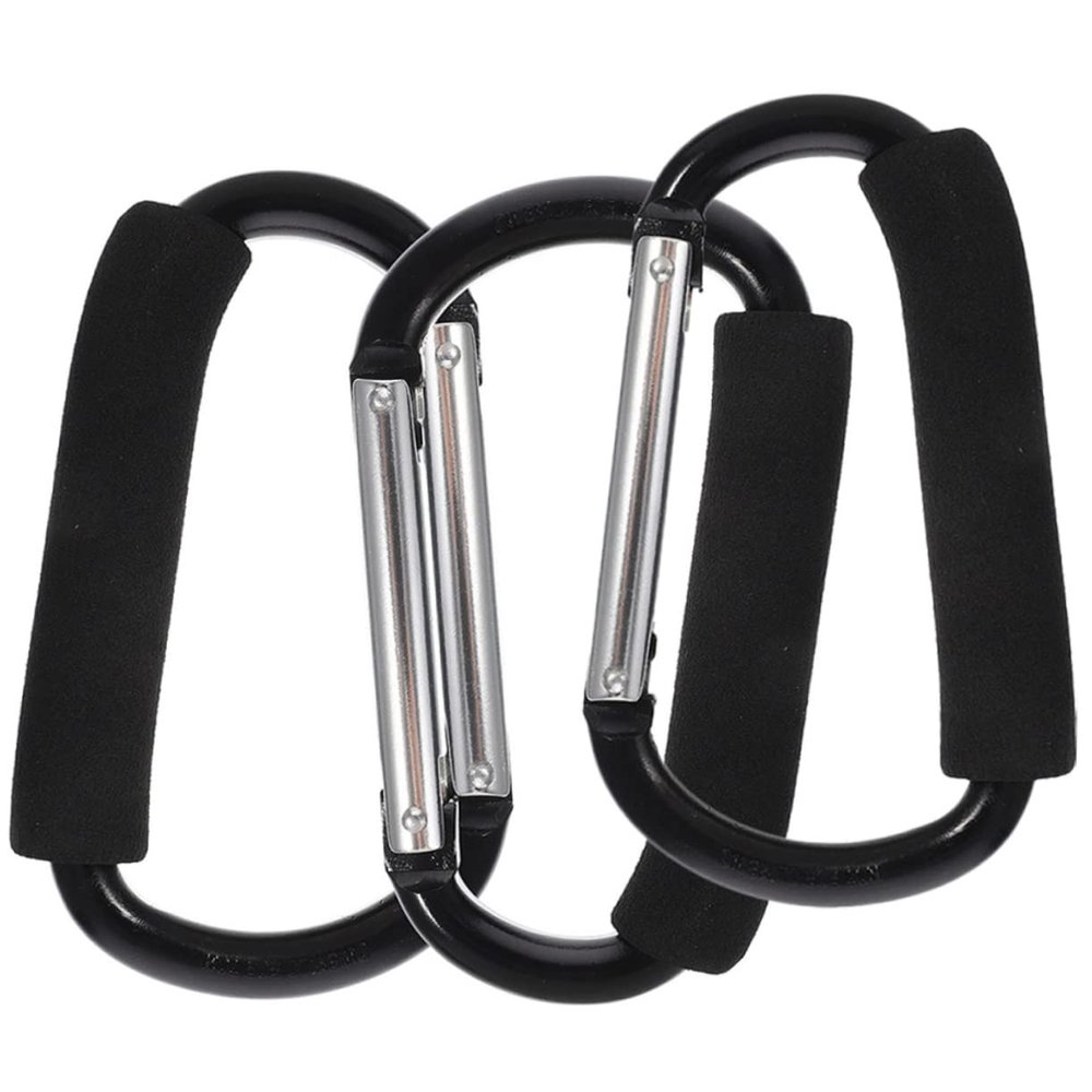 Abaodam 3pcs Durable Stroller Hooks for Bags Multi-Function Carabiner Clips for Diaper Bags and Shopping Practical Stroller Accessories for Parents The Go