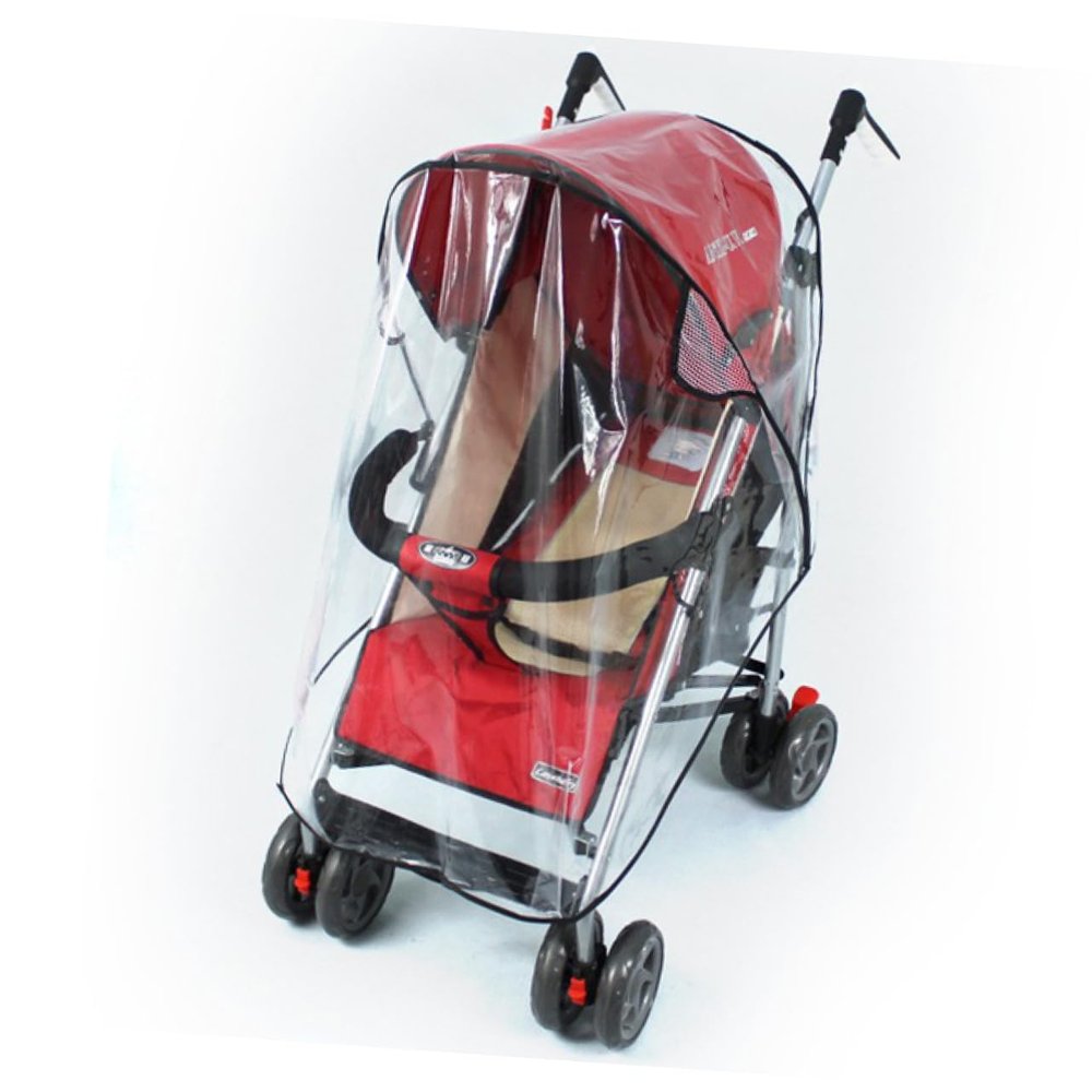 HAPINARY Universal Pushchair Stroller Pram Buggy Rainproof Cover Stroller Cover Protector Universal Fit Waterproof PVC Breathable Vents Easy to Use Hook Loop Tapes