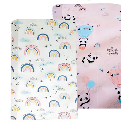 2 Pack Cotton Crib Sheets for Girls - Fitted Crib Sheet, Baby Crib Sheets Neutral, Crib Mattress Cover 52"x28"- Soft Toddler Bed Sheet Fitted for Standard Crib Mattress (Rainbow+Pink Bear)