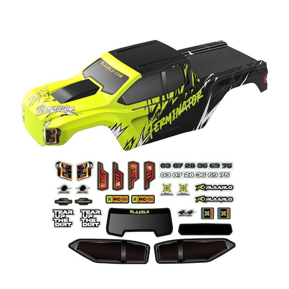 CROBOLL R11077 PVC Car Body in Green for Mini1:10 RC Car, Spare Parts RC Truck Body Shell for RZ001