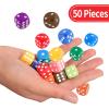 16MM Standard 6 Sided Dice Set, 50 Pieces Colorful Dice for Board Games, Classroom Math Bulk Game Dice, Make Entertainment More Exciting view 4
