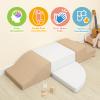 TODIBY 4-Piece Soft PU Leather Toddlers Climbing Toys, Baby Foam Climbing Blocks for Toddlers 3, Foam Play Gym Climbing Structures, Indoor Climb and Crawl Activity Play Set (White and Coffee) view 2