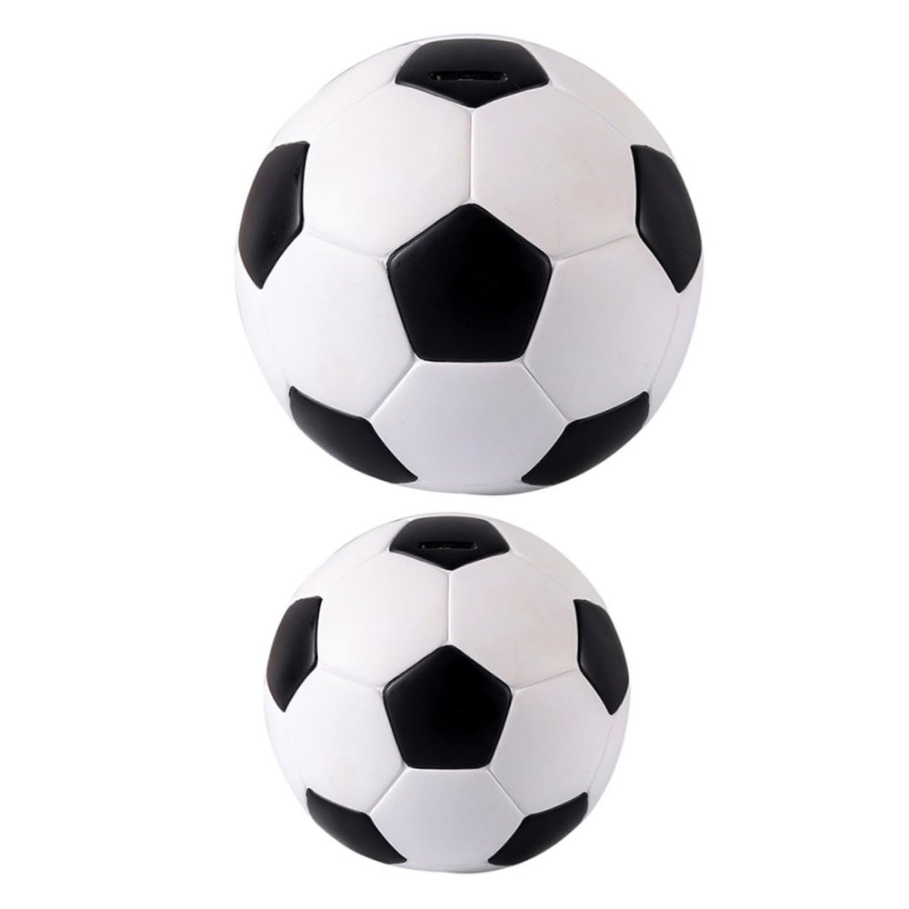 2pcs Football Shape Piggy Bank Adorable Coin Containers for Boy Girl Vinyl Design for Savings Home Decor for Birthdays and Holidays