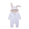 0-3 Months Babys One-Piece Hoodie Rabbit Costume Romper with Ear and Zipper Unisex Clothes for Spring Autumn - White view 1