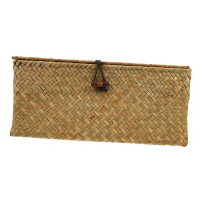 ABOOFAN Straw Storage Basket Seagrass Woven Storage Basket Containers for Food Trash Can Woven Retro Basket Storage Bins with Lid Handwoven Storage Container Toys Storage Box Manual, 26X16cm