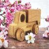 Personalized Handcrafted Wooden Truck Toys For Toddlers, Customized Dump Truck 2 Year Old Boy Birthday Gift, Trucks For Toddlers 2-4 Years, 3 Year Old Boy Toys Semi Truck, Baby Shower Ring Bear Gift view 2