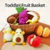 Toddler Pretend Play Food Toy 12M+, Soft Plush Baby Montessori Fruit Basket, Kid Sensory Kitchen Grocery Playset Early Educational Gift for 1 2 3 Year Infant Boy Girl view 2