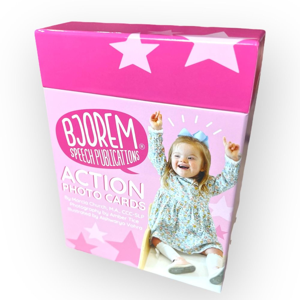 Bjorem Speech Action Photo Cards - Engaging Speech Therapy Tool for Verb Recognition and Language Development - 50 Diverse and Educational Cards with Storage Box