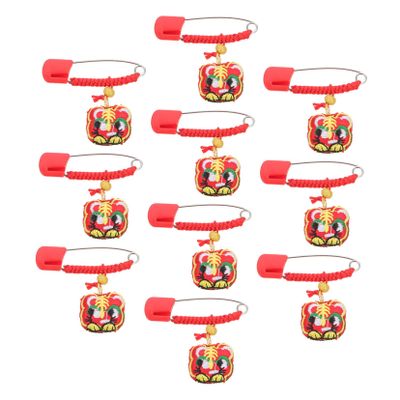10pcs Safety Pins with Tiger Charm Durable Multi-Functional Diaper Pins for Clothes for Boy Girl and Adults Random Bead Colors