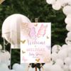 Personalized Pink Butterfly Baby Shower Welcome Sign, Baby Shower Sign, Girl Baby Shower Poster, Girl Baby Shower Decorations, Pink Gold Welcome Poster view 2