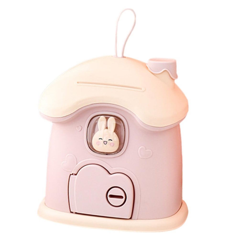 Abaodam Cartoon Mushroom House Piggy Bank Capacity Savings Jar for Boys and Girls Cute Design Bank Key for Bedroom and Office Decor