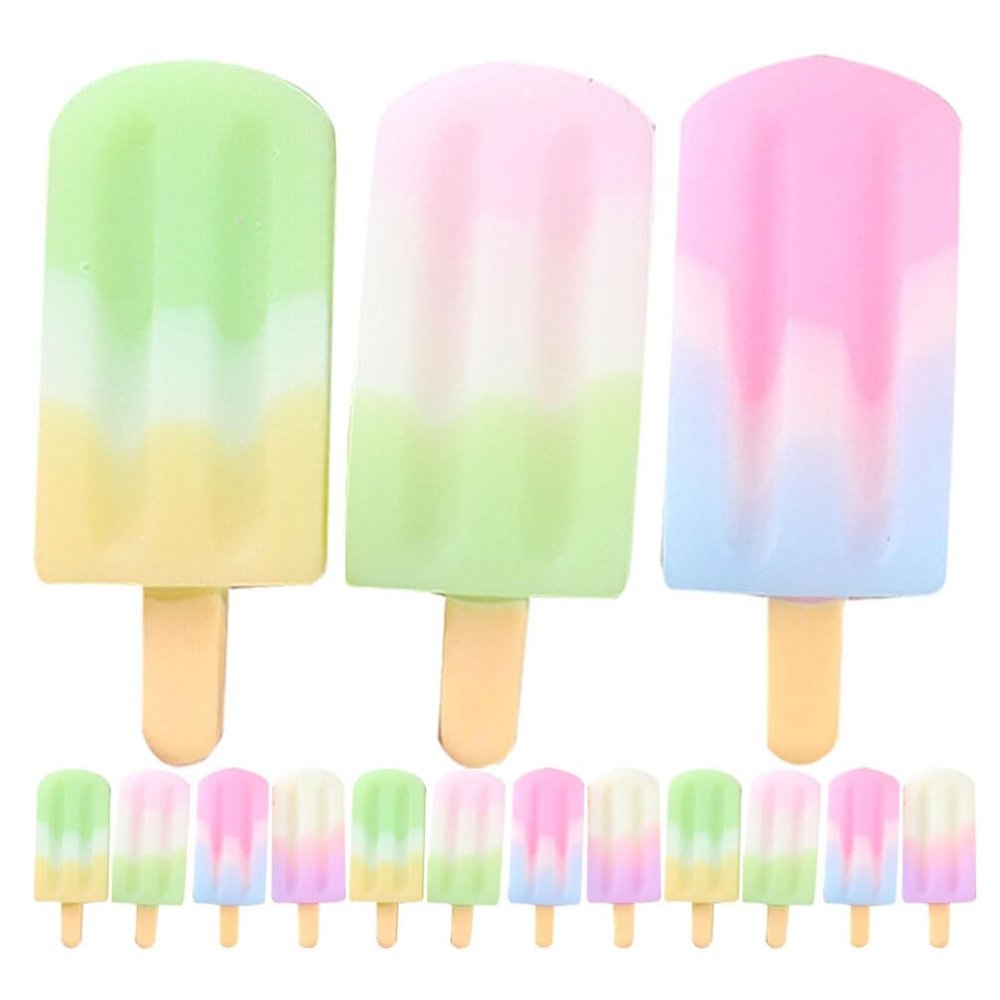 Abaodam 15pcs Artificial Ice Cream Realistic Simulation Popsicle Model Replica Fake Ice Cream Food Model for Home Kitchen Cabinet Desk Shops