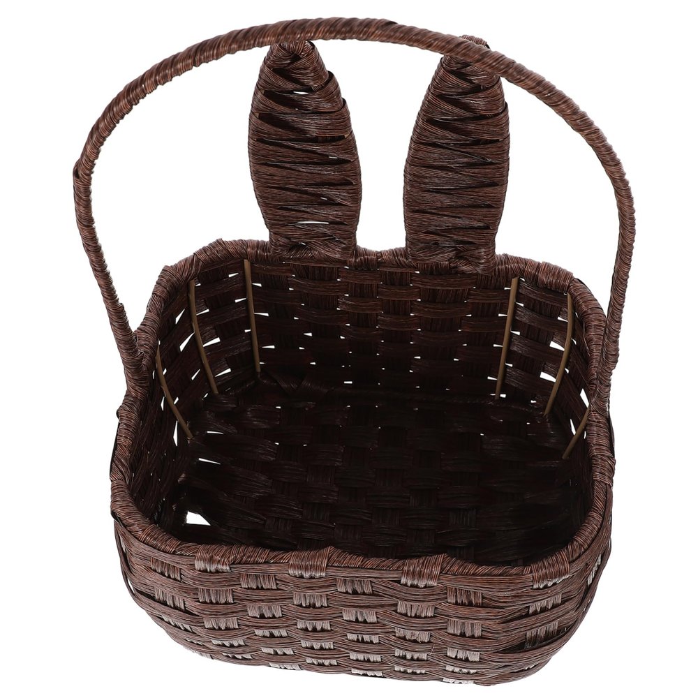 HOLIDYOYO Novel Shape Hand Woven Rattan Basket Handle for Fruit and Vegetable Storage for Home Organization Easter Decor and Nursery Use