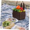 HOLIDYOYO Novel Shape Hand Woven Rattan Basket Handle for Fruit and Vegetable Storage for Home Organization Easter Decor and Nursery Use view 3