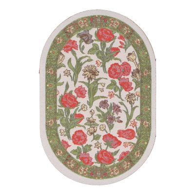 1/12 Miniature Rug Mini Vintage Woven Carpet Dollhouse Decoration Accessories Oval 1/12 Miniature Rug Dollhouse Oval Decorative Rug (B01 Green Leaf Flower)