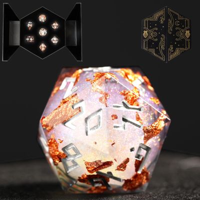 HEIMDALLR Liquid Core Dice Set with First Ever LED Display Case - 7-PC Hand-Painted Sharp Edge DND Dice Set with Gift Dice Box - Resin Dungeons and Dragons Dice Set (D&D Dice Set) (Gilded Shadow)