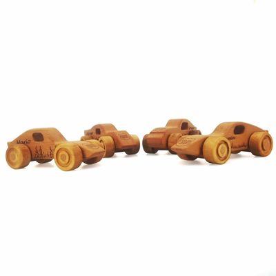 Personalized 4 pcs Wooden Toy Cars For Toddlers 1-3, Customizable Wooden Toy Cars Nursery Decor Montessori Toys For 1+ Year Old, Gifts For One Year Old Boys Push Car Rattle Toys, Birthday Gifts
