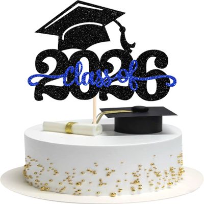 1 Pack Class of 2025 Cake Topper Glitter Congrats Grad Cap 2025 Graduation Cake Pick for 2025 Graduation Theme High School Boys Girls Graduate Party Cake Decorations Supplies Black Green