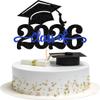 1 Pack Class of 2025 Cake Topper Glitter Congrats Grad Cap 2025 Graduation Cake Pick for 2025 Graduation Theme High School Boys Girls Graduate Party Cake Decorations Supplies Black Green view 1