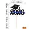 1 Pack Class of 2025 Cake Topper Glitter Congrats Grad Cap 2025 Graduation Cake Pick for 2025 Graduation Theme High School Boys Girls Graduate Party Cake Decorations Supplies Black Green view 2