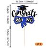 1 Pack Congrats 2025 Cake Topper Glitter Diploma Graduation Cap Cake Pick Contrats Class of 2025 Cake Decorations for 2025 Graduation Theme High School Boys Girls Graduate Party Blue view 2