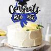1 Pack Congrats 2025 Cake Topper Glitter Diploma Graduation Cap Cake Pick Contrats Class of 2025 Cake Decorations for 2025 Graduation Theme High School Boys Girls Graduate Party Blue view 4