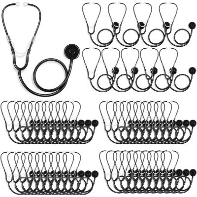 Leitee 50 Pcs Kids Stethoscope Real Working Stethoscope for School Role Play Doctor Nurse Cosplay Accessory(Black)
