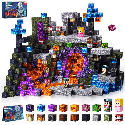 GraceDuck Magnetic Blocks - 150 PCS Build Magnetic Dark Castle Sword Domain World - Magnetics Construction Cube Toys - STEM Montessori Sensory Toys for Toddlers 6 7 8 9 10 Year Old Boys & Girls