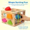 Coogam Wooden Montessori Toys for Toddlers, Shape Sorting Cube Fine Motor Skills Game for Year Old 18 Month+ Baby Boys Girls Gift view 2