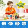 Coogam Wooden Montessori Toys for Toddlers, Shape Sorting Cube Fine Motor Skills Game for Year Old 18 Month+ Baby Boys Girls Gift view 3