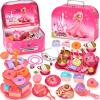 Lajeje Tea Party Set for Little Girls, Pretend Tin Teapot Set, Princess Tea Time Play Kitchen Toy with Cups, Plates and Accessories for Birthday Easter Gifts Kids Toddlers Age 3 4 5 6 view 1