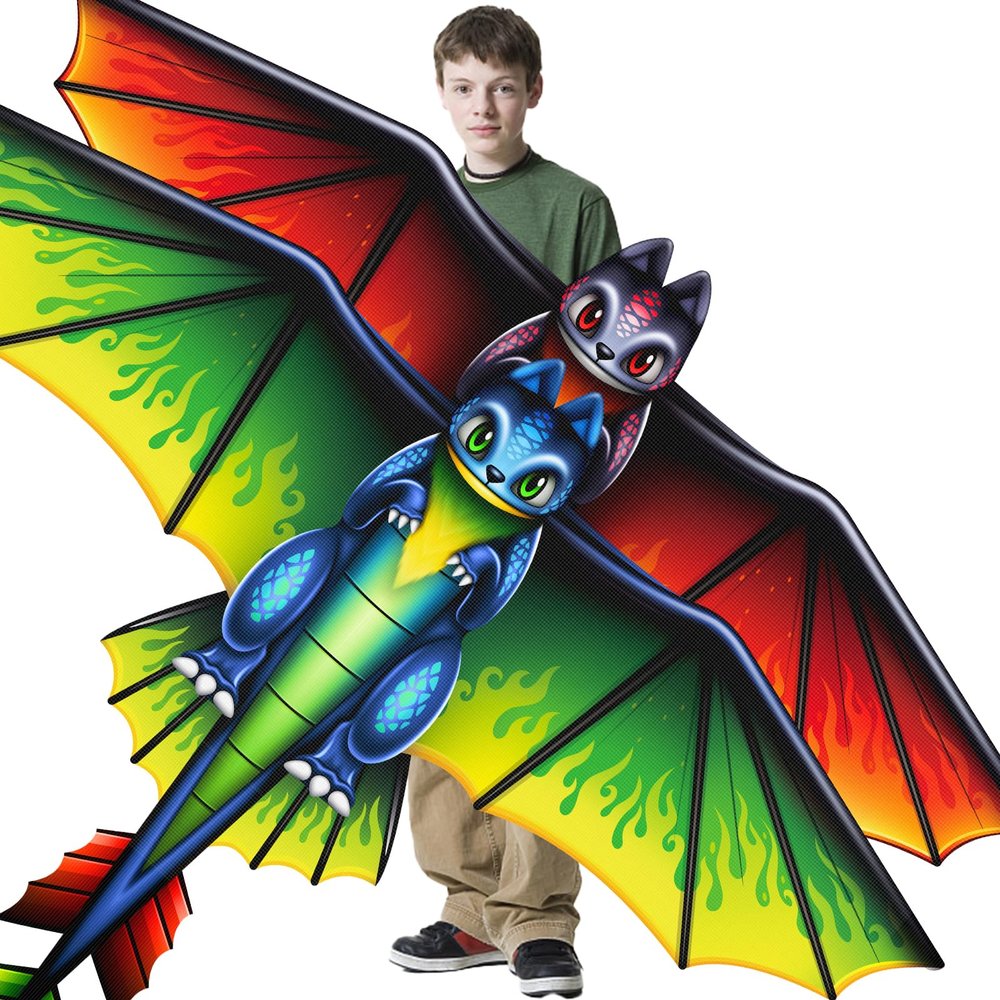62" Dragon Kite for Kids and Adults, Easy to Fly Huge Dinosaur Kites for Kids Ages 4-8 8-12 with 328FT String for Beach Trip Park Birthday Easter Gifts Family Outdoor Games and Activities, 2 Pack